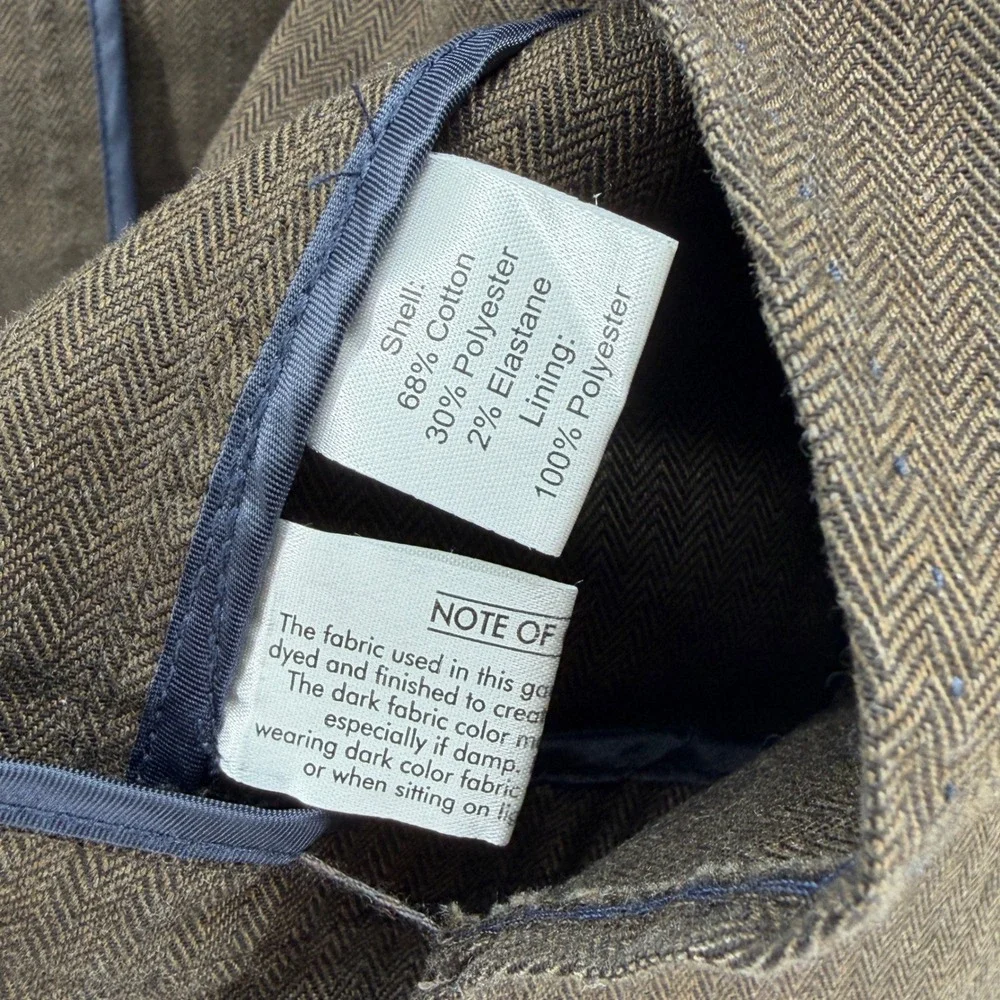 Joseph Abboud Mens L Brown Herringbone Unlined Blazer Sport Coat Elbow Patches